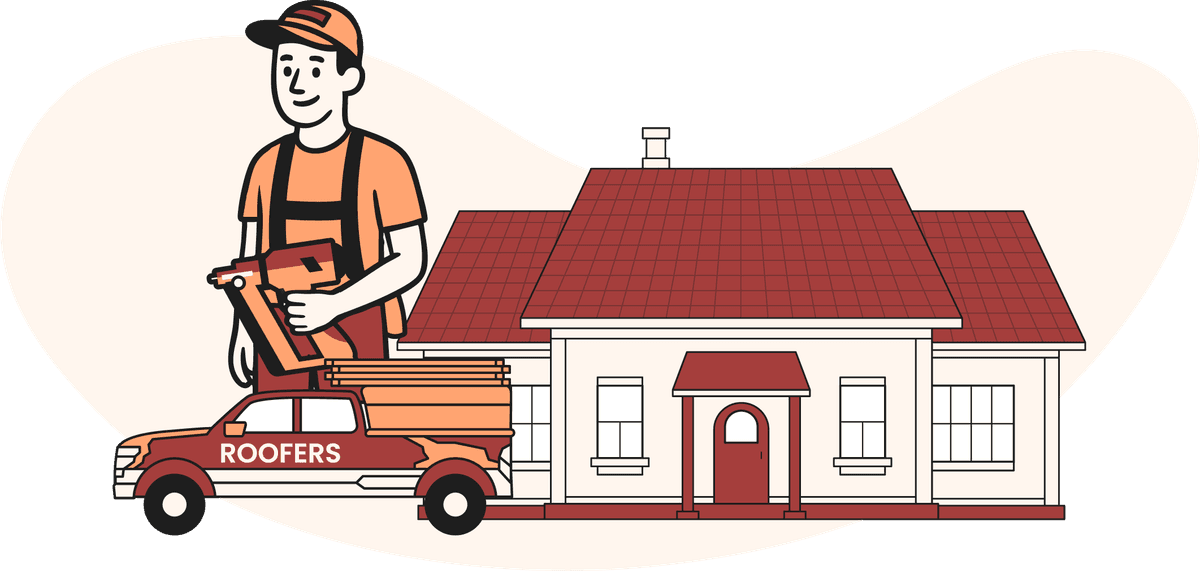 Smiling house painter holding a roller brush beside a residential home and branded painters van, representing professional house painting services